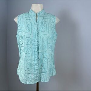 Susan Bristol Aqua Swirl Sleeveless Blouse
